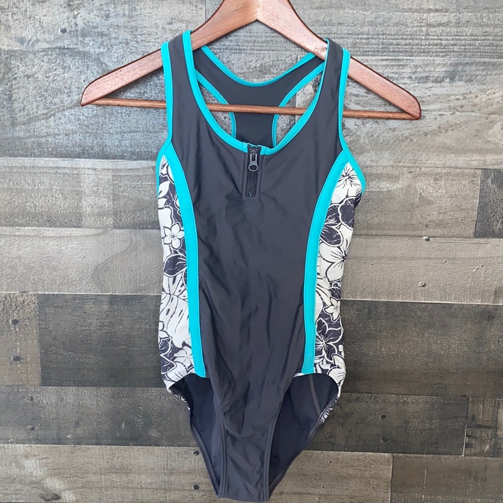 Cute Gray White and Blue Gerry One Piece Swim Suit